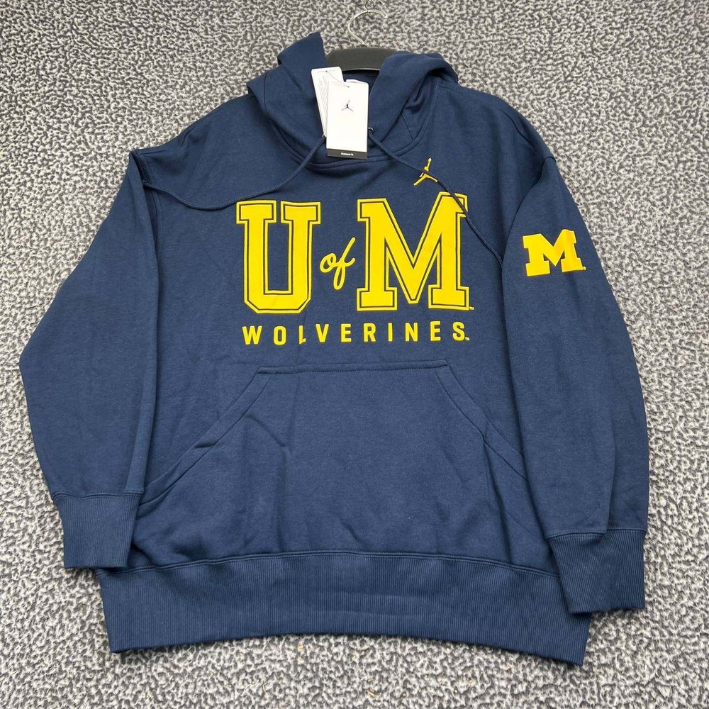 Air Jordan Michigan Wolverines Hoodie Women Medium Navy Blue Pullover New M